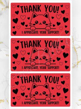 100 Cute Cat Thank You Stickers for Packaging | Small Business Labels
